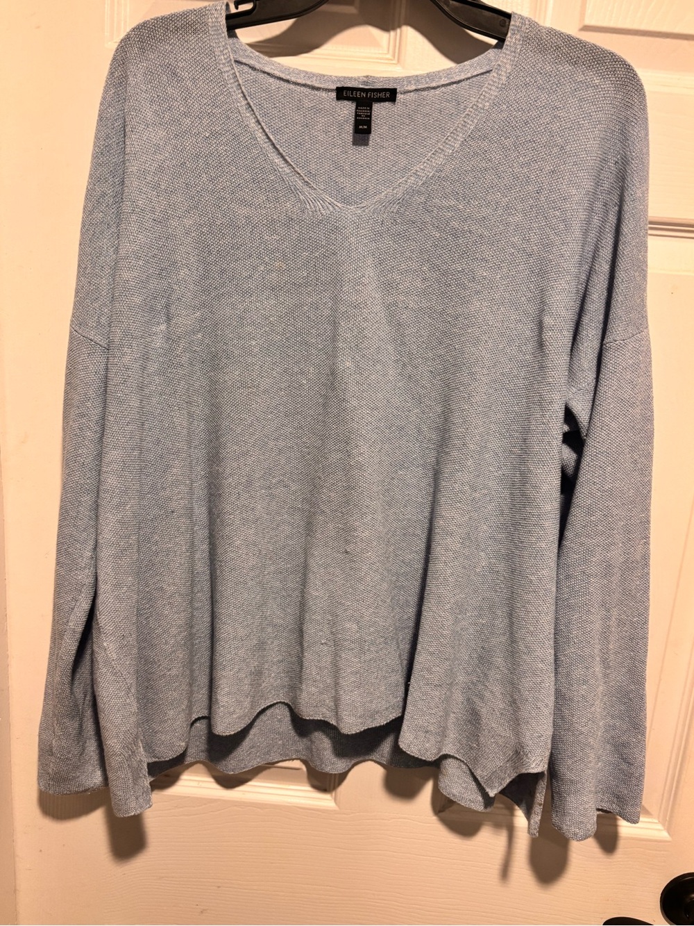 Eileen Fisher Pale Blue V-Neck Knit Sweater